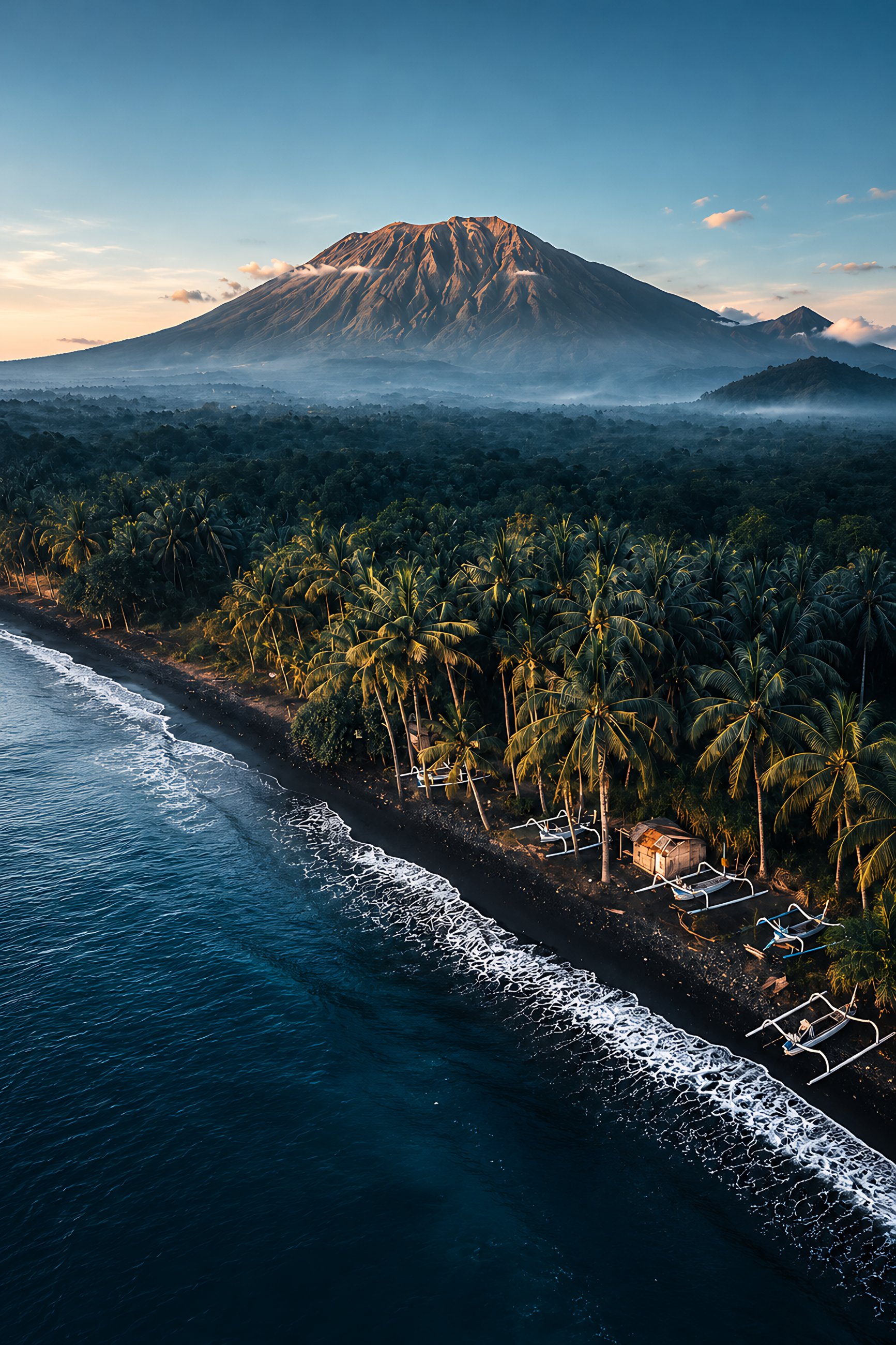 Mount Agung above Bali's east coast